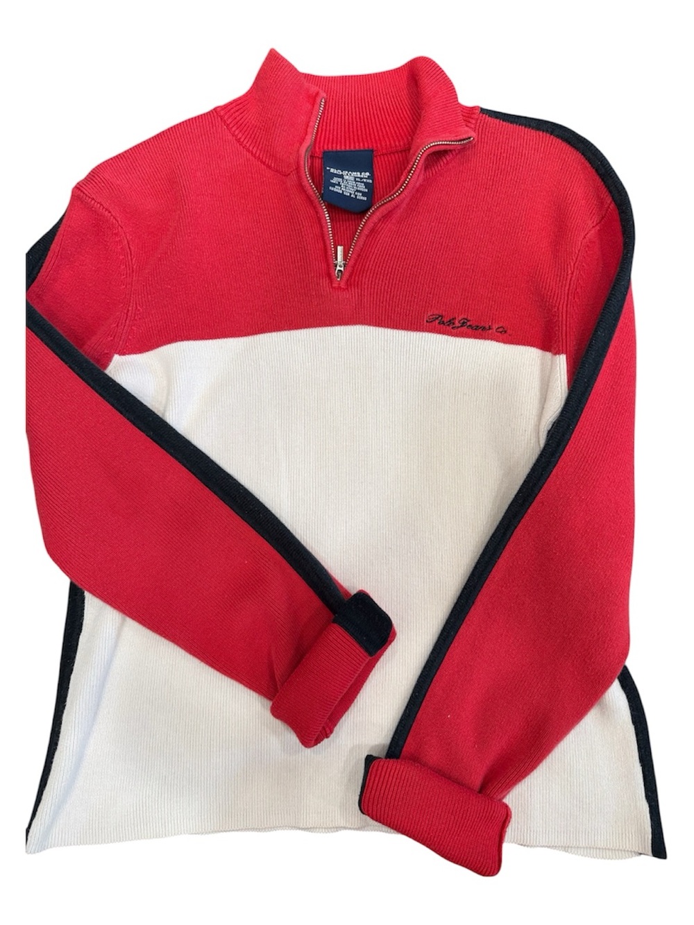 Vintage Polo Jeans Co Ralph Lauren Quarter Zip Sweater XL Y2K Colorblock